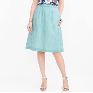 Green J. Crew Gingham Midi Skirt